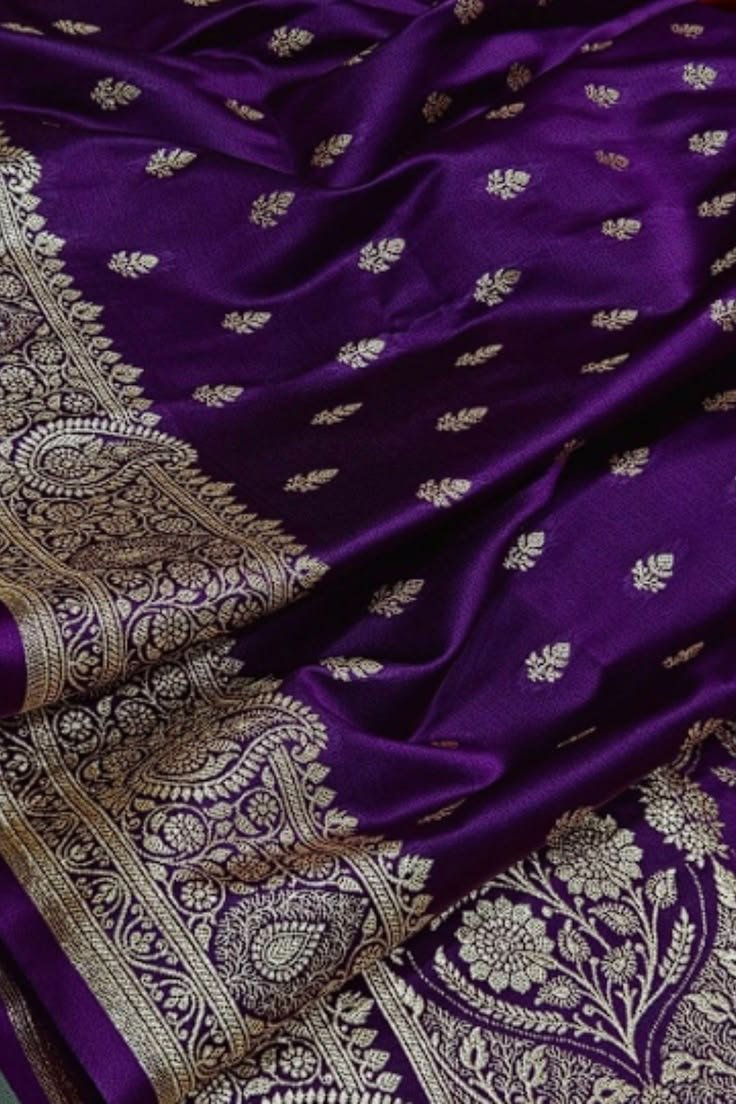 Royal Purple Banarasi Silk Saree For Wedding Traditional Indian Saree