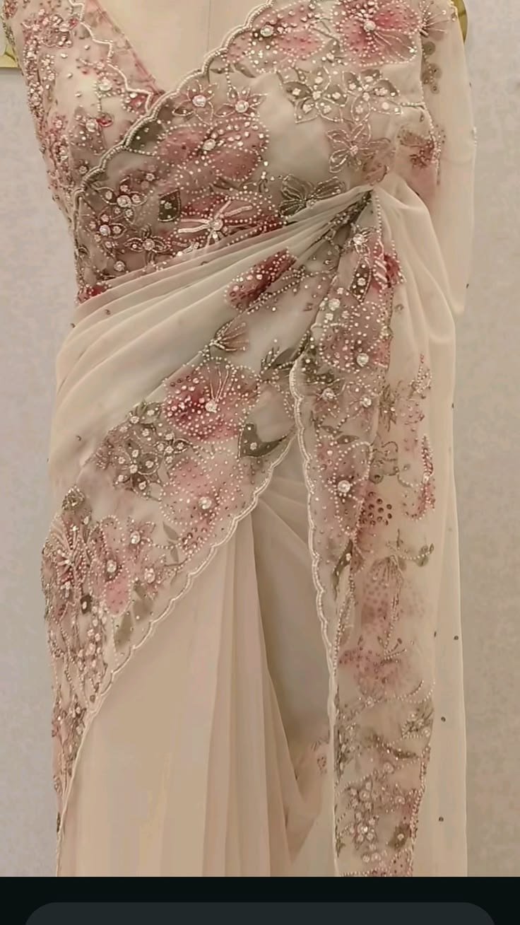 Off White Organza Saree